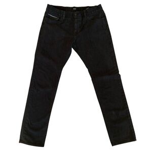 Hugo Boss textured cotton jeans black classic straight leg lightly stretch 35